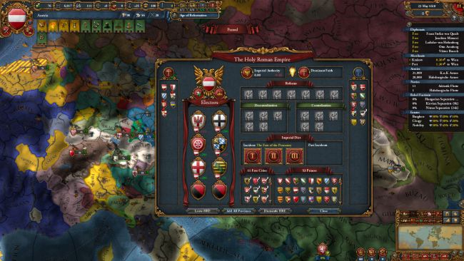 Europa Universalis IV, jogo de estratégia focado em impérios, está